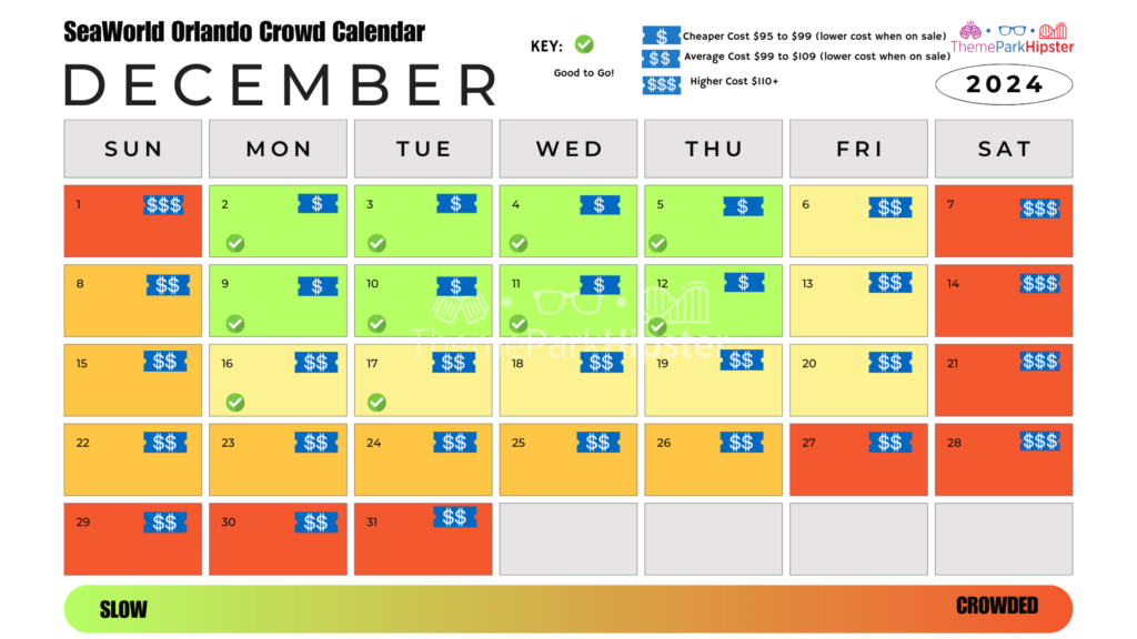 SeaWorld Orlando Crowd Calendar December 2024