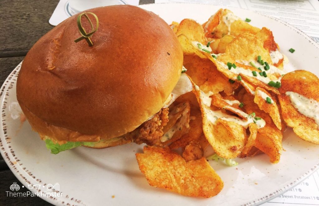 Walt Disney World Disney Springs Chef Art Smith's Homecomin Restaurant Fried Chicken Sandwich with Chips (2)