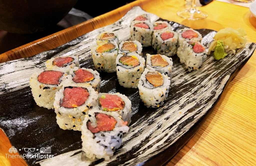 Walt Disney World Disney Springs Morimoto Asia Restaurant Spicy Tuna and Salmon Sushi