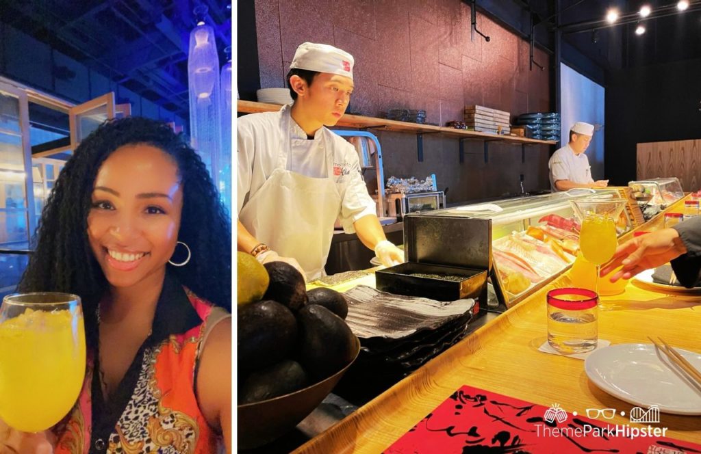 Walt Disney World Disney Springs Morimoto Asia Restaurant Sushi Bar with NikkyJ. Keep reading to get your ultimate solo theme park planning guide.