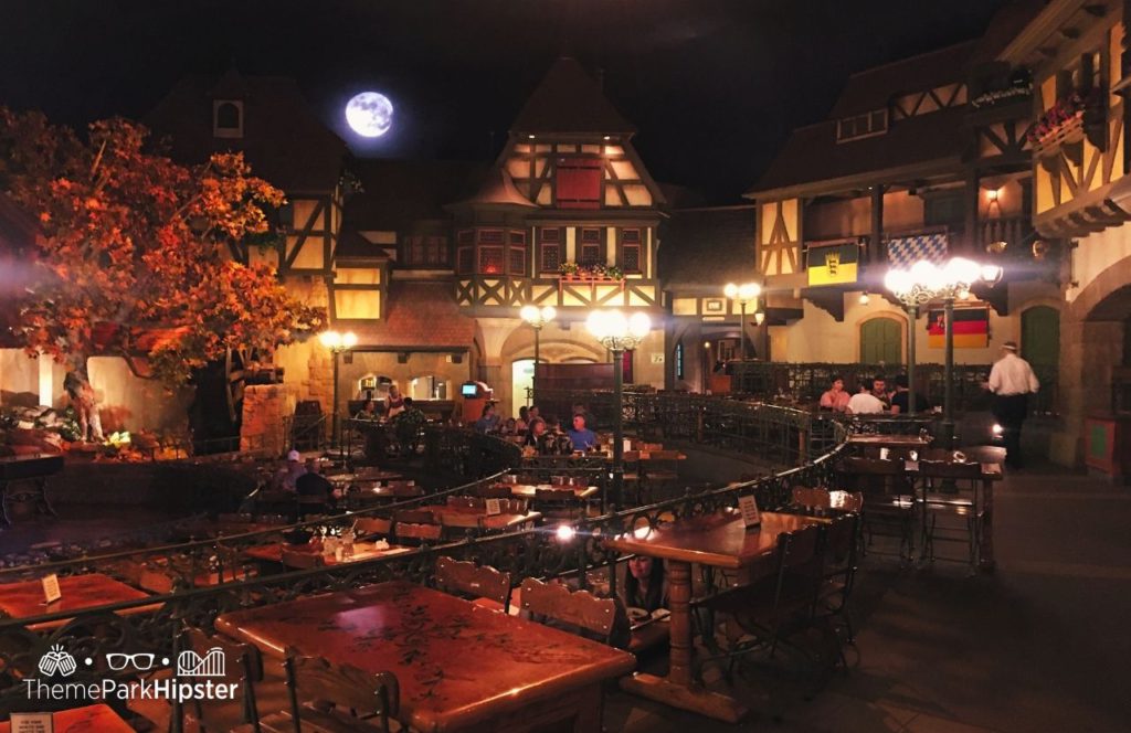 Walt Disney World Epcot Germany Pavilion Biergarten Restaurant with full moon