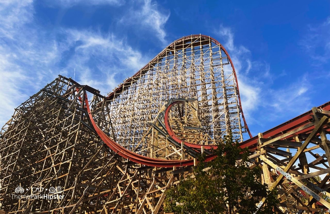 Cedar Point Amusement Park Ohio Frontier Town Steel Vengeance Roller Coaster with guide height requirements.