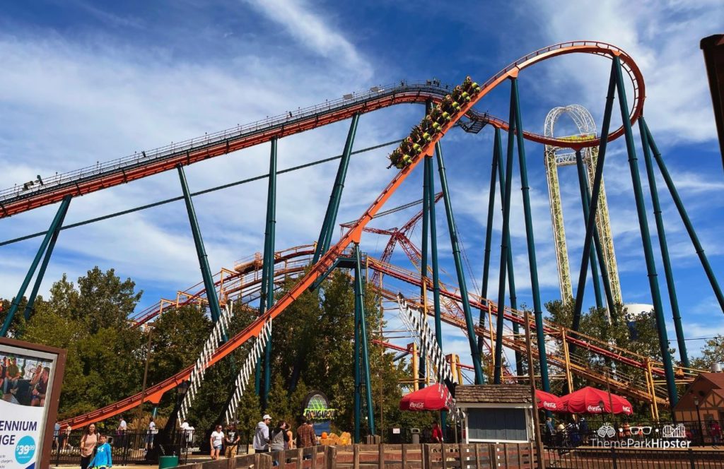 Cedar Point Amusement Park Ohio Rougarou Roller Coaster and Power Tower