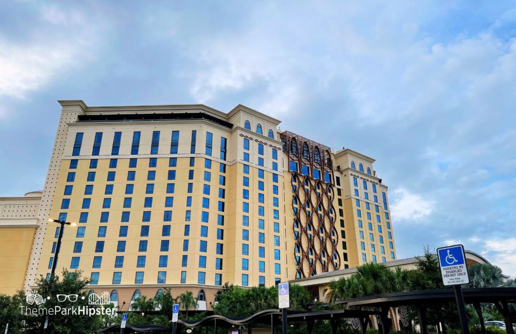 Destino Tower Lobby on cloudy rainy day at Disney's Coronado Springs Resort. One of the best Disney World Resorts for solo travelers.