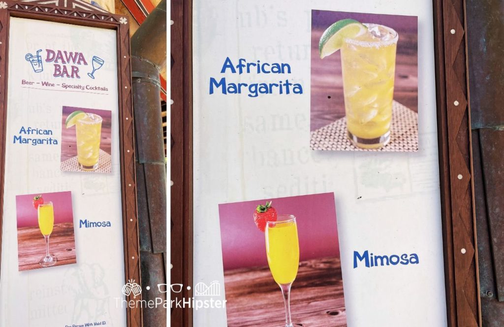 African Margarita with Mimosa in Dawa Bar Disney Animal Kingdom Theme Park. One of the best alcoholic drinks at Animal Kingdom.