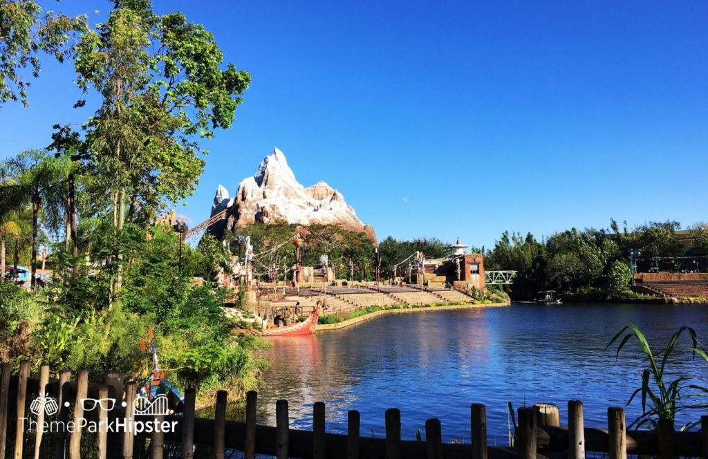 Mount Everest Mountain on Expedition Everest Roller Coaster Disney Animal Kingdom Theme Park. Keep reading to find out more about Pizzafari at Animal Kingdom.