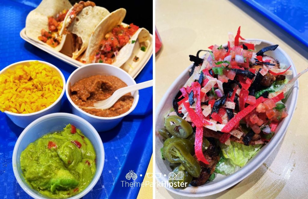 SeaWorld Orlando Resort Lakeside Grill Restaurant Tacos and Chicken Bowl Using the All Day Dining Deal