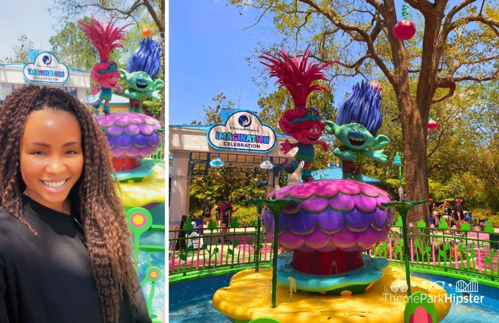 NikkyJ in Poppy's Playground for Trolls DreamWorks Land at Universal Studios Orlando Florida. Keep reading to find out all you need to know about Dreamworks Land at Universal Studios Florida.