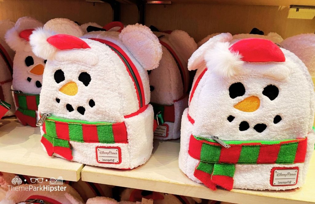 Snowman Holiday Loungefly Bag Backpack and Mickey Ears 2024 Disney Christmas Merchandise